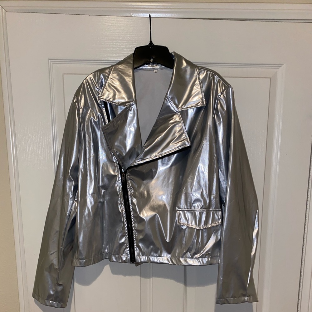 Silver Metallic Crop Jacket